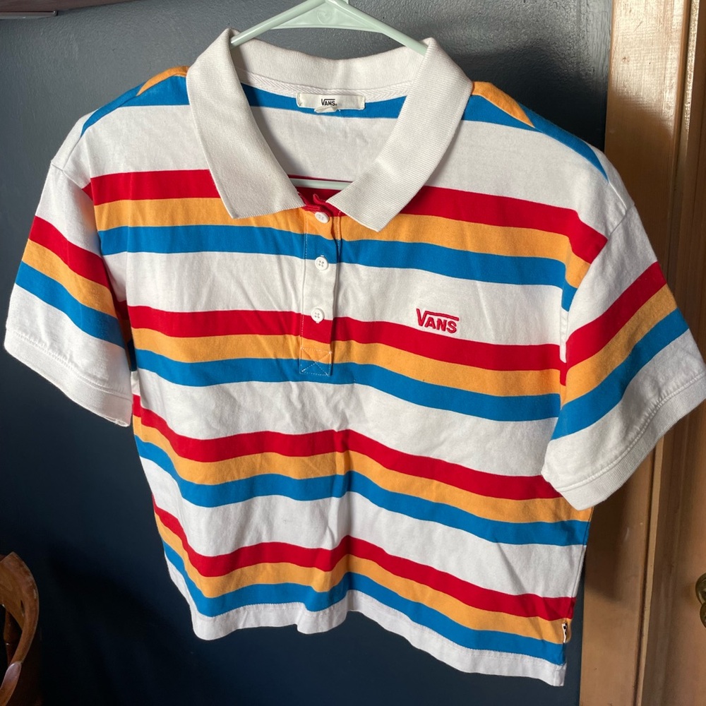 Vans cropped polo shirt, size Large.